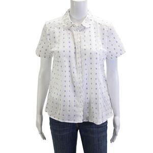 Brora Womens Silk Floral Collared Button Up Short Sleeve Blouse Size 12